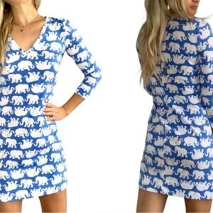 Lilly Pulitzer Christie Dress Small Tusk in Sun Bay Blue Elephant Preppy Pima